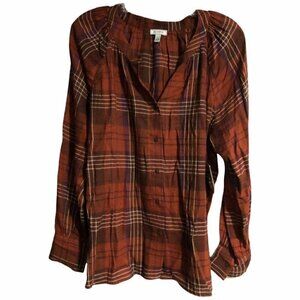 Susina Womens L Plaid Button Down Shirt Long Sleeve Cotton Blend NEW 4400